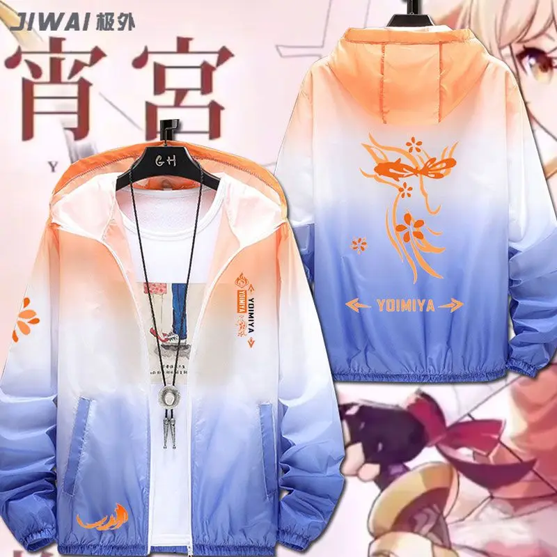 

Anime Genshin Impact Yoimiya Jackets Sun Protection Outerwear Fashion Hooded Outwear Slim Fit Hoody Birthday Gifts Boys Girls