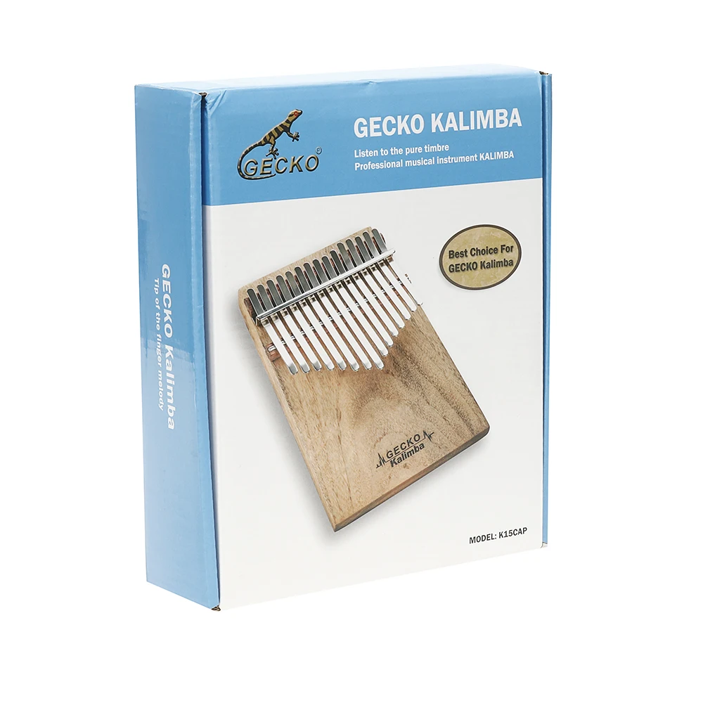 GECKO 15 touches Kalimba G ton pouce Piano Mbira clavier Instrument + pick-up bois de camphre Kalimba Instrument de musique K15CAPEQ