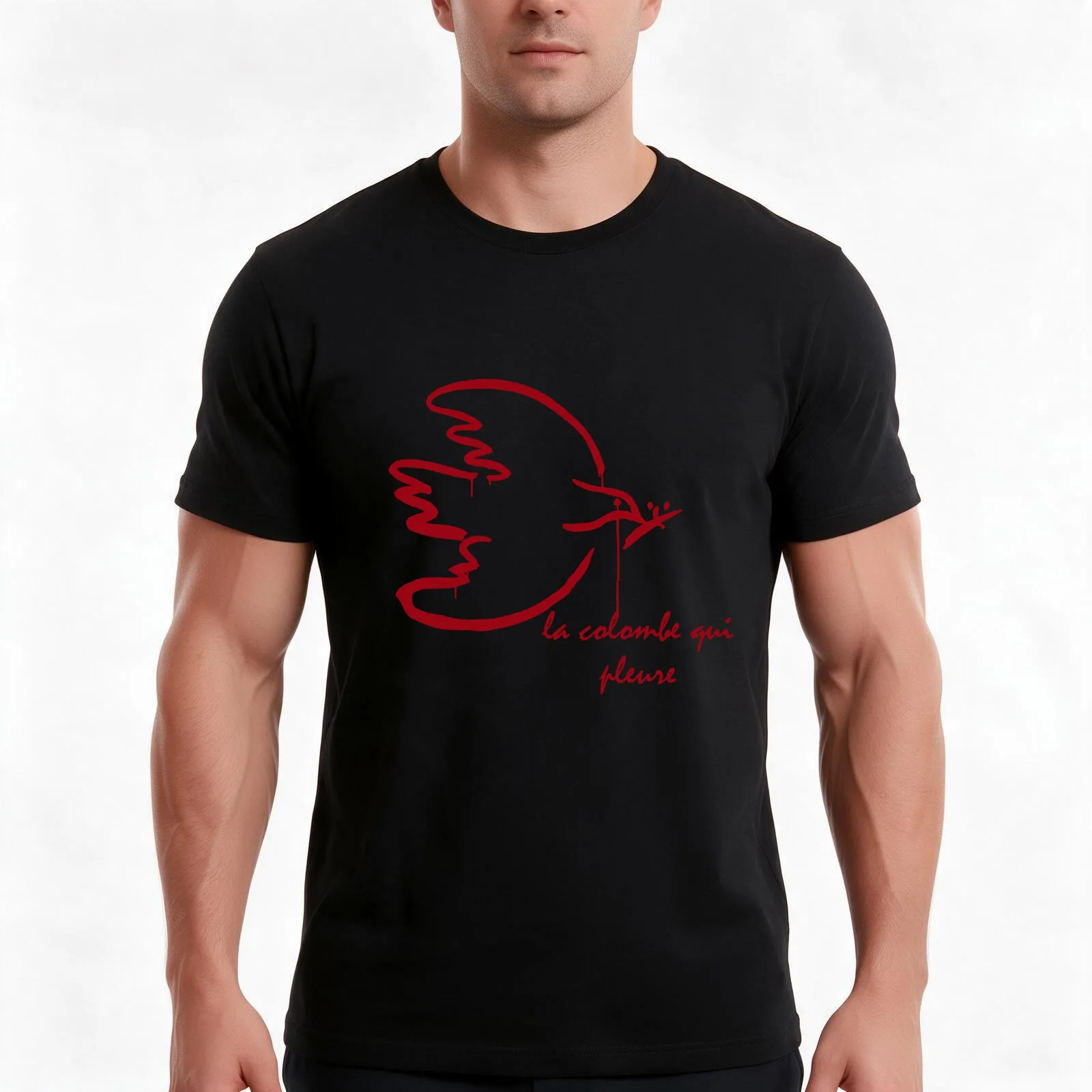 La Colombe qui pleure T-Shirt, Summer Casual Cotton Tee, Oversized Streetwear Tops, Vintage Graphic Print, Unisex Men Women