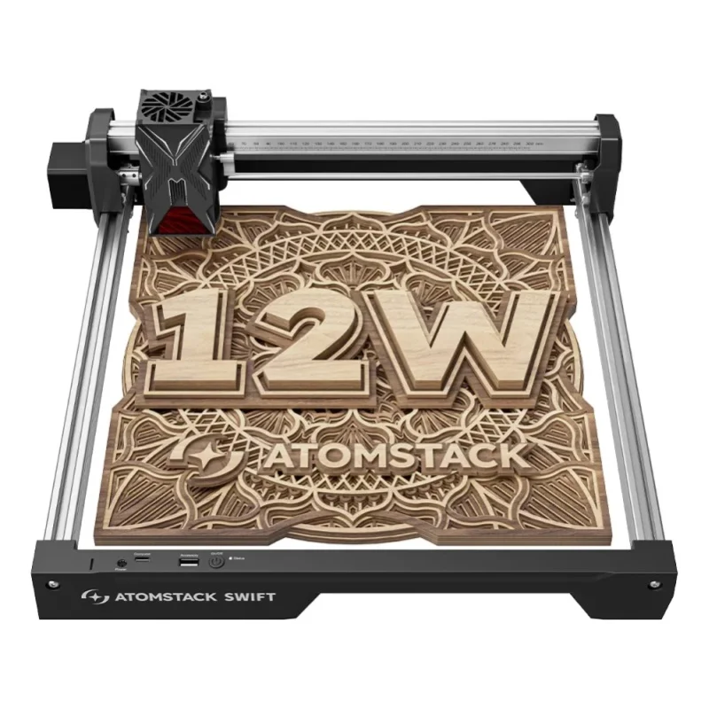ATOMSTACK SWIFT 12W Laser 0,01mm Hochpräzise Gravur- und Schneidemaschine - Metall Acryl Holz Leder CNC-Fräse und Gravierer
