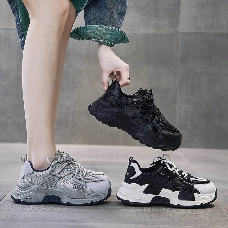 Spring & Summer Women Shoes Fashion Breathable Female Sneakers Thick-Soled Increase Sports Casual Size 35-40