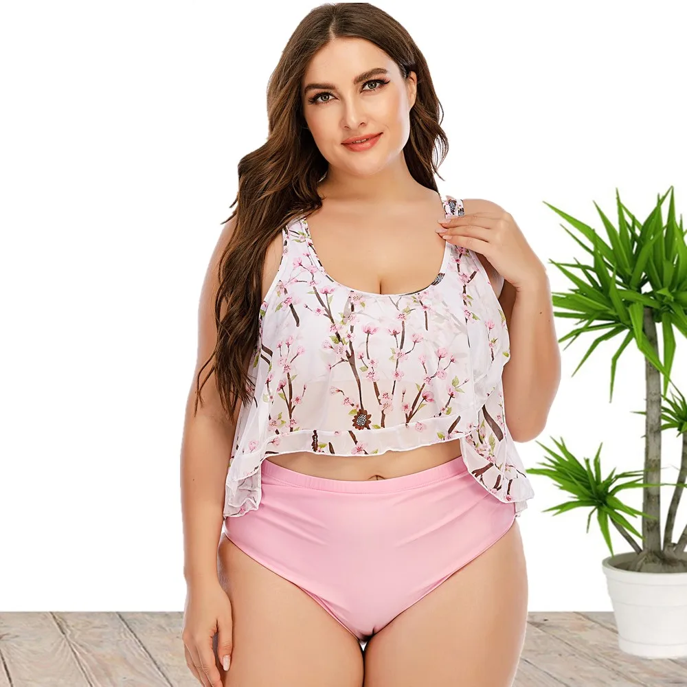 2022 Hot Sale Plus Size Floral Print Swimsuit Bikini Beachwear For Women Wholesale China