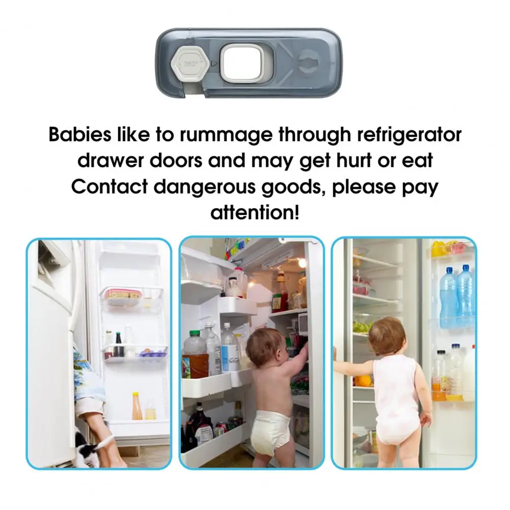 Toddler Safety Lock Baby Proofing Fridge Oven Cabinet Locks for Kids Safety Self-adhesive Refrigerator Door Latch Childproof