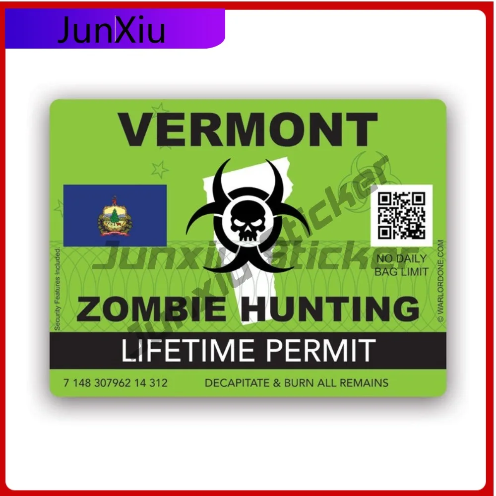 

Vintage Creative Zombie Vermont State Hunting Permit Sticker Uv Protected Decalsvt Undead Corporeal Revenant Zombies Hunter