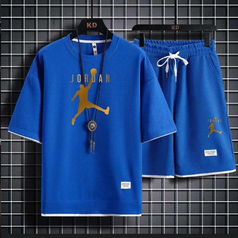 

2026 Summer Men's New Style Casual Fashion Breathable and Comfortable Short-Sleeved Set, Outdoor Fitness and Sports Set