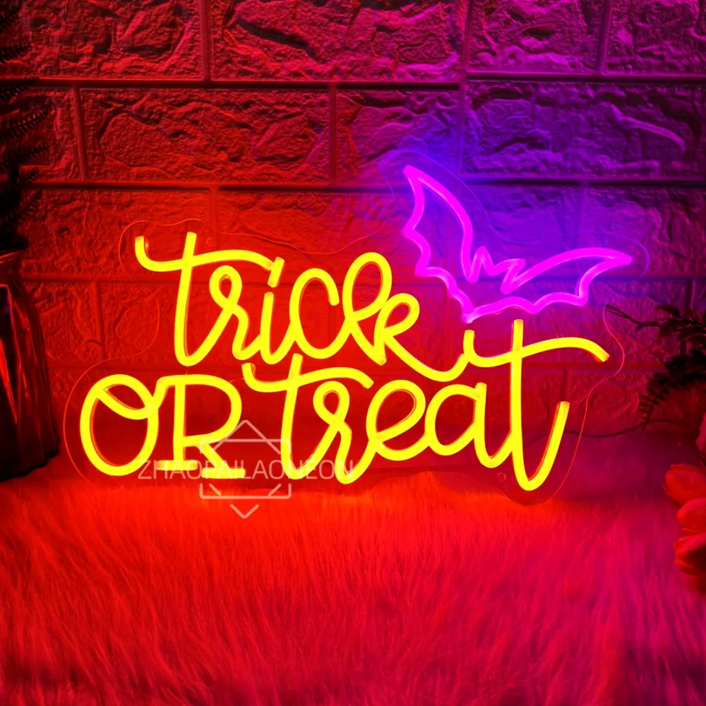 

Счастливый Хэллоуин Неоновая вывеска Светодиодный настенный декор для детей Кошелек или жизнь Неоновые ночные огни Комната Бар Клуб Хэллоуин Декор Неоновые вывески