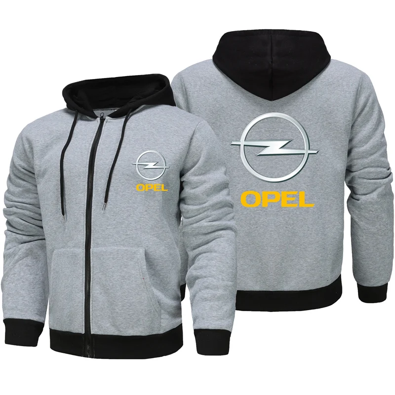 New Autumn/Winter Men\'s Zipper Hoodie Letter OPEL Lightning Print New Zipper Hoodie Long sleeved Hoodie