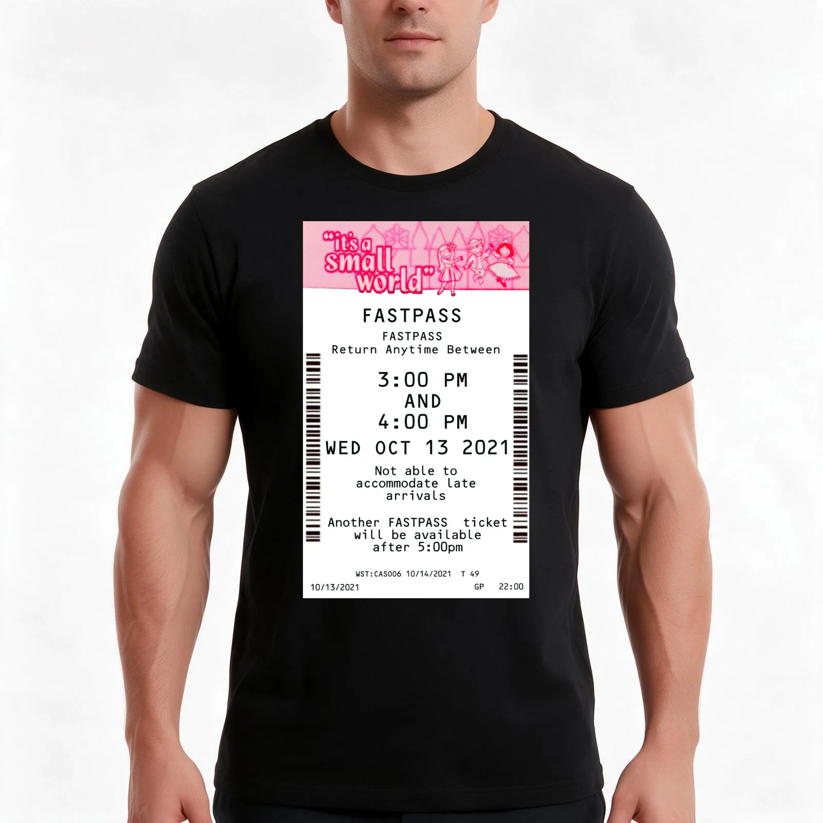 It's A Small WorldFastpass October 2021 T-Shirt, Summer Casual Cotton Tee, Oversized Streetwear Tops, Vintage Graphic Print