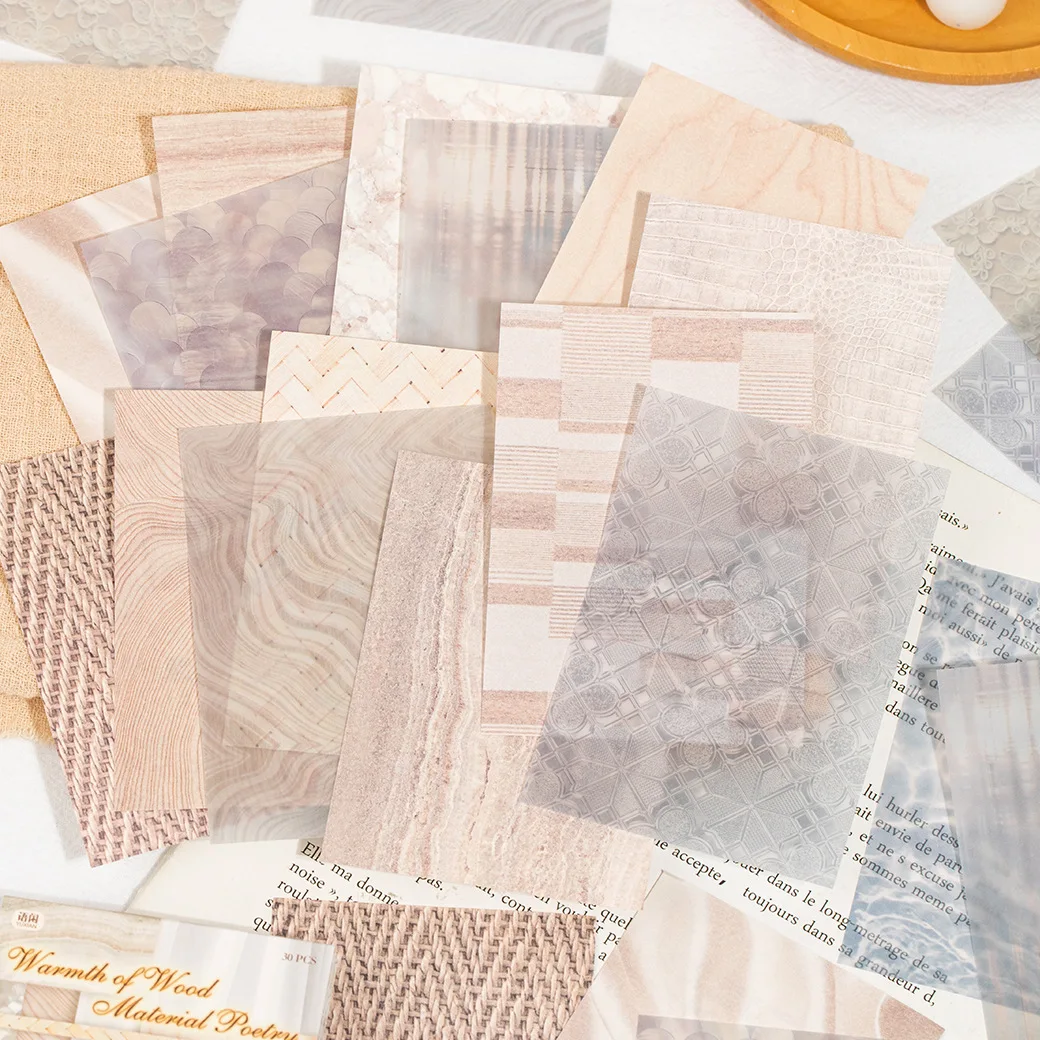 30sheets/lot Memo Pads Material Paper Poetry of Construction Junk Journal Scrapbooking Cards Retro Background Decoration