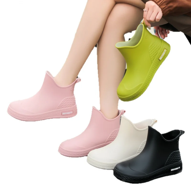 New Waterproof Fishing Rain Boots Women Summer Lightweight Non-Slip Fashion Rain Boots Simple Solid Style For Outdoor Wear view 5