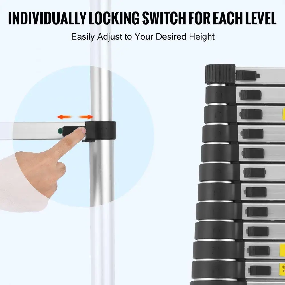 Телескопическая удлинительная лестница, 20 футов, емкость 375 фунтов, портативная алюминиевая складная лестница для домашнего использования на открытом воздухе