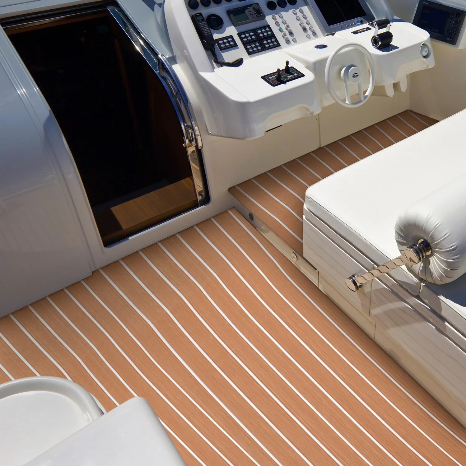 Flooring Mat Rug, 240 X 90 Cm,Teak Wood, EVA Foam, Boat, Yacht Floor, Non-Slip Mat, Marine Non-Slip Floor Deck Rug,Self-Adhesive