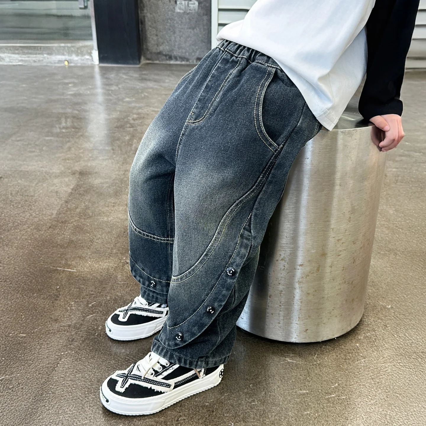 

Spring Autumn Boys Jeans 2025 New Sle Children's Straight Leg Loose Baby Boy Faionable Long Pants Trendy Knife Pants