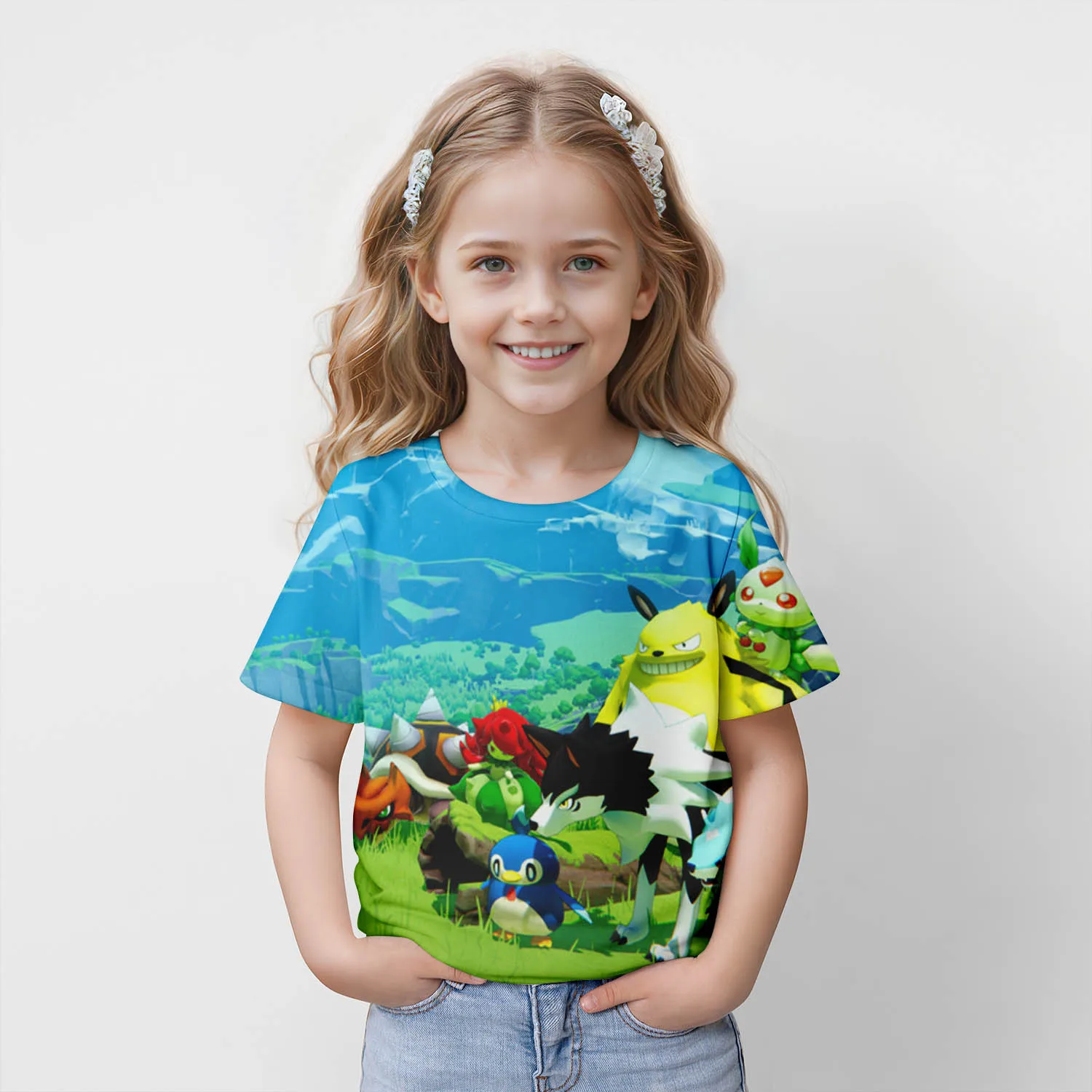 MINISO New Summer Children's Clothing Cartoon Printed Cotton Short-Sleeved T-shirt Girls Casual Clothing Boys Breathable Tops