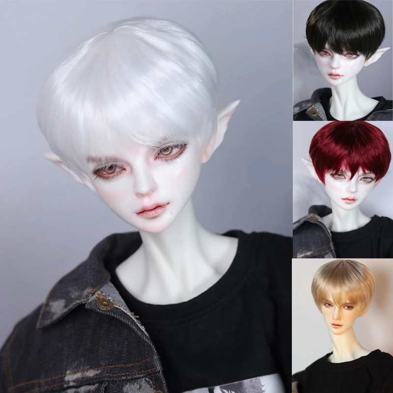 

D04-A2035 children handmade toy 1/6 1/4 1/3 uncle Doll BJD/SD Accessories Daily false hair short wig white black red color 1pcs