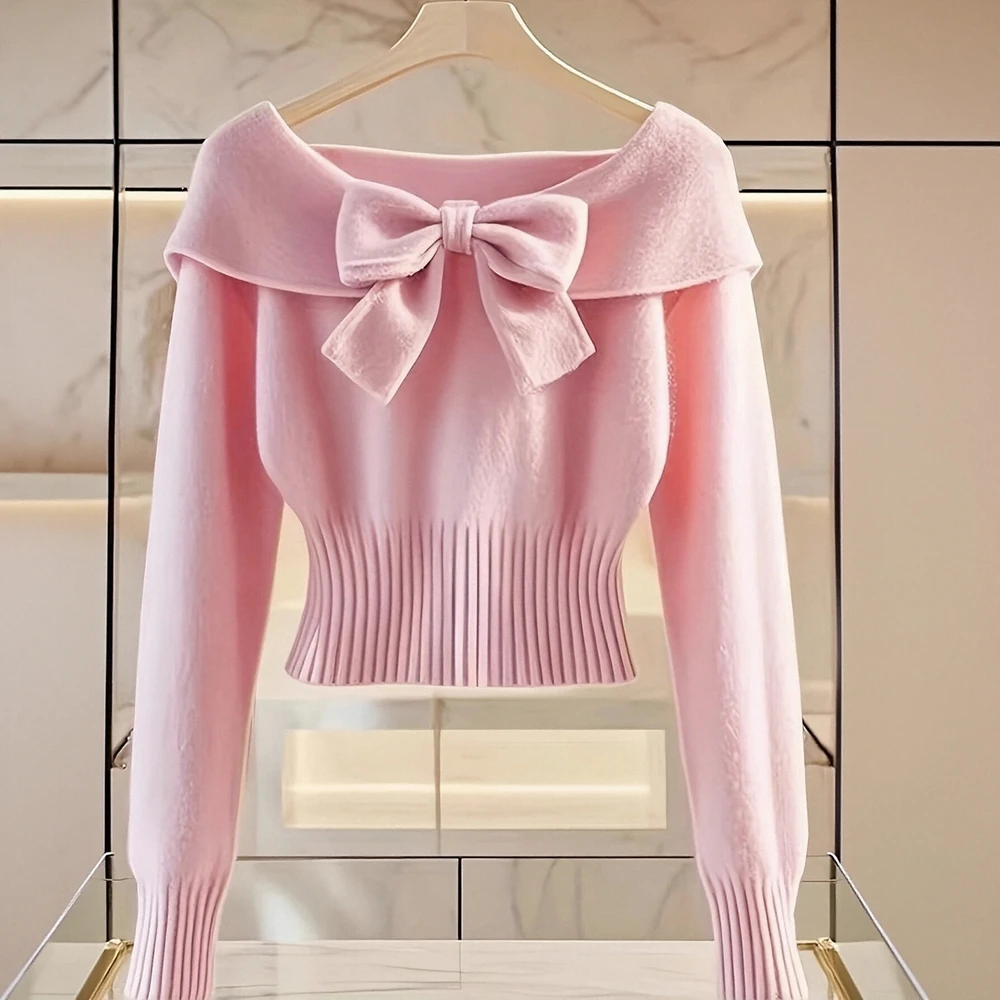 

Fashionable Women's Long Sleeve round Neck Sweater Business Commute Style Fitted Design Straight Sleeve No Decoration Top