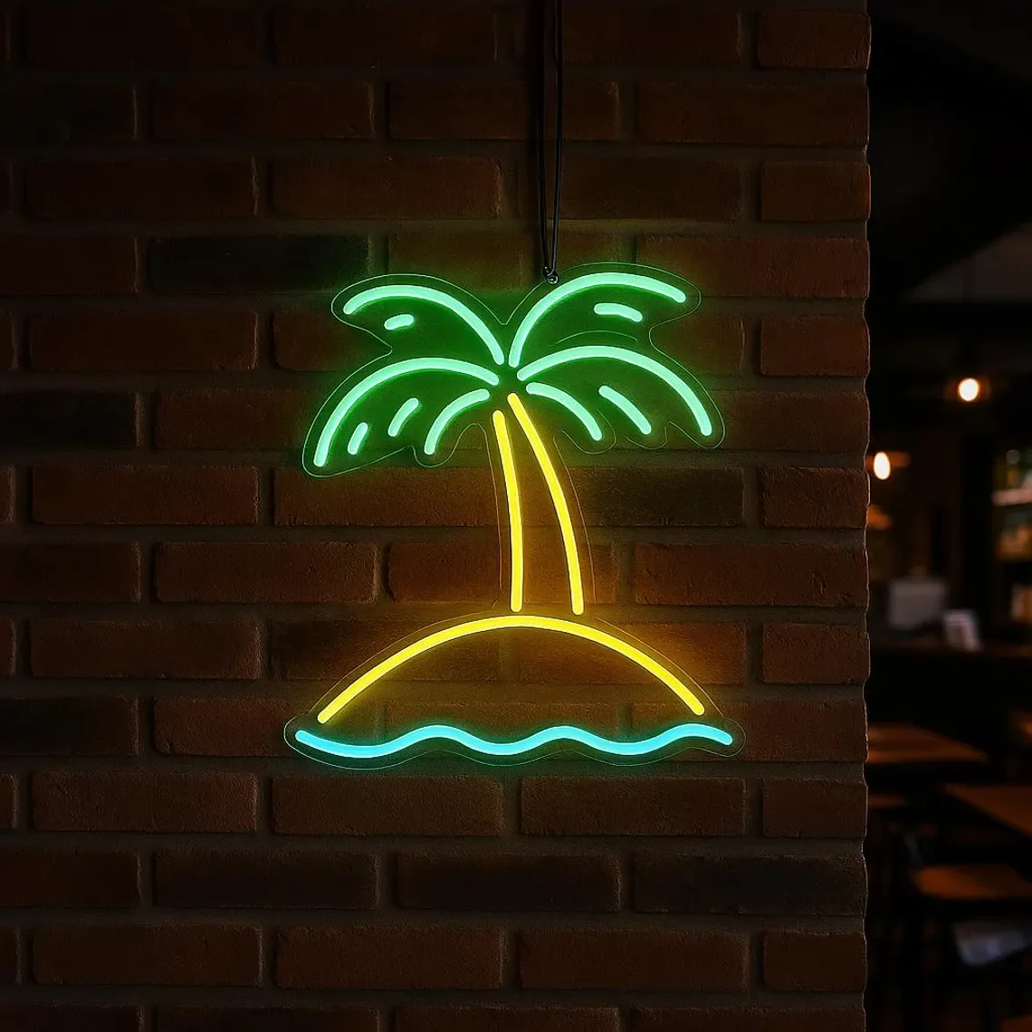 Palm Tree Neon Sign Desert Island Neon Sign Sunrise Sunset Neon Home Beach Art Decor