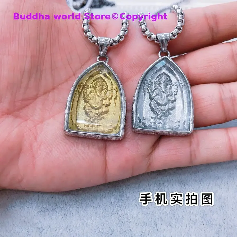 $189 # Southeast Asia Thailand Temple Greco Buddhist pocket talisman Omnipotent Ganesha wealth God Buddha card Pendant Amulet