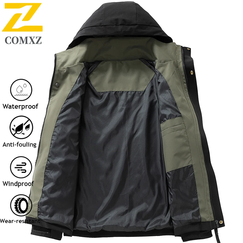 Gorpcore Men's Rainproof Fishing Jacket Autumn Large Size Windproof Windbreaker Men Camping Hunting Running Sports Hooded Coat