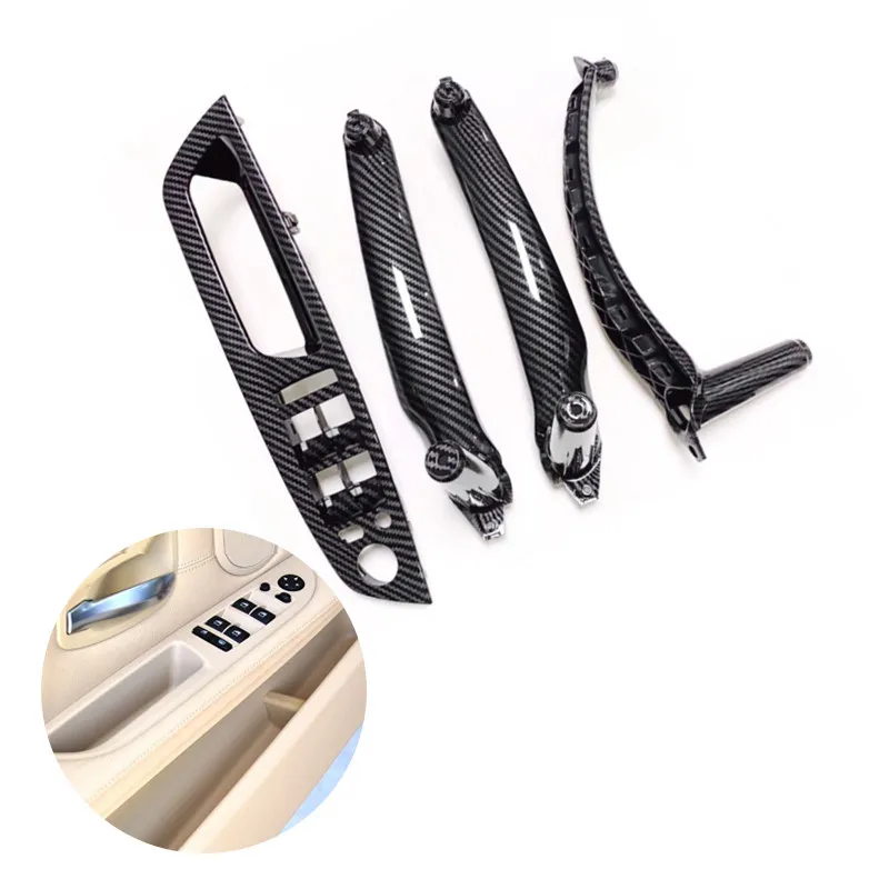 4pcs For BMW X5 X6 E70 E71 E72 LHD Carbon Style Car Accesseries Door Handle Pull Window Control Panel Replacement Cover