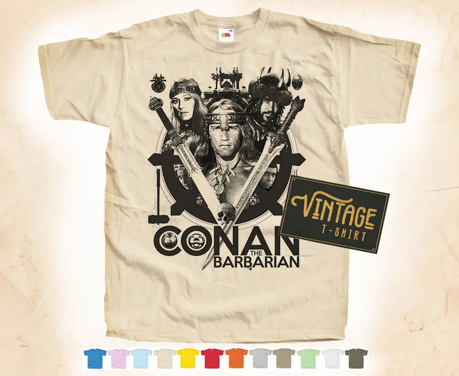 BLACK Print: CONAN The Barbarian V1 T shirt Natural VINTAGE Poster Cotton S-5XL