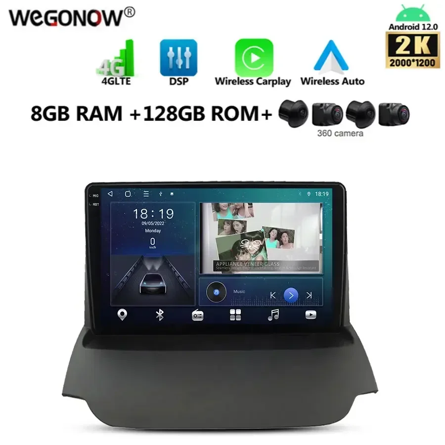 2000*1200 8Core Carplay Auto Android 13 8G+128G DSP Car DVD Player GPS WIFI Bluetooth 5.0 RDS Radio For Ford Ecosport 2013-2017