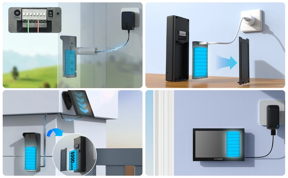 TMEZON Solarbetriebenes, kabelloses WLAN-Videotürsprechsystem für die Sicherheit zu Hause, 1080P-Intercom-System, 7-Zoll-Farb-Touchscreen-Monitor, Video-Türklingel mit Solarpanel, PIR-Bewegungserkennung, Fernentriegelung, 2,4/5G WLAN – Detail 16