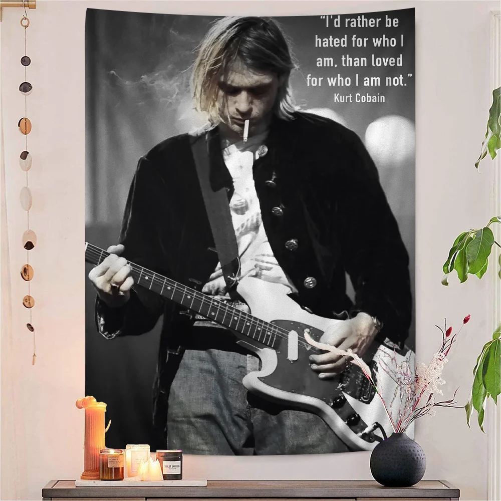 Singer Kurt Cobain Chart Tapestry for Living Room Home Dorm Decor Art Home Decor