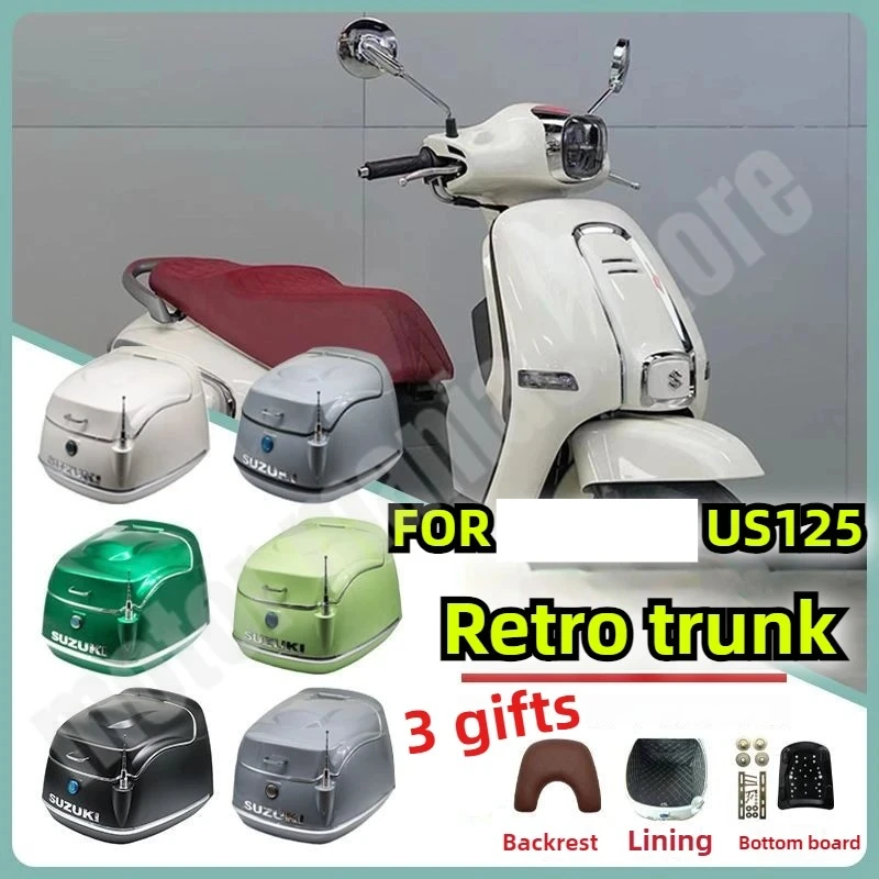 

Хвостовой ящик для мотоцикла большой емкости 38 л, багажник в стиле ретро с подкладкой, аксессуары для модификации мотоцикла, подходящие для Us125