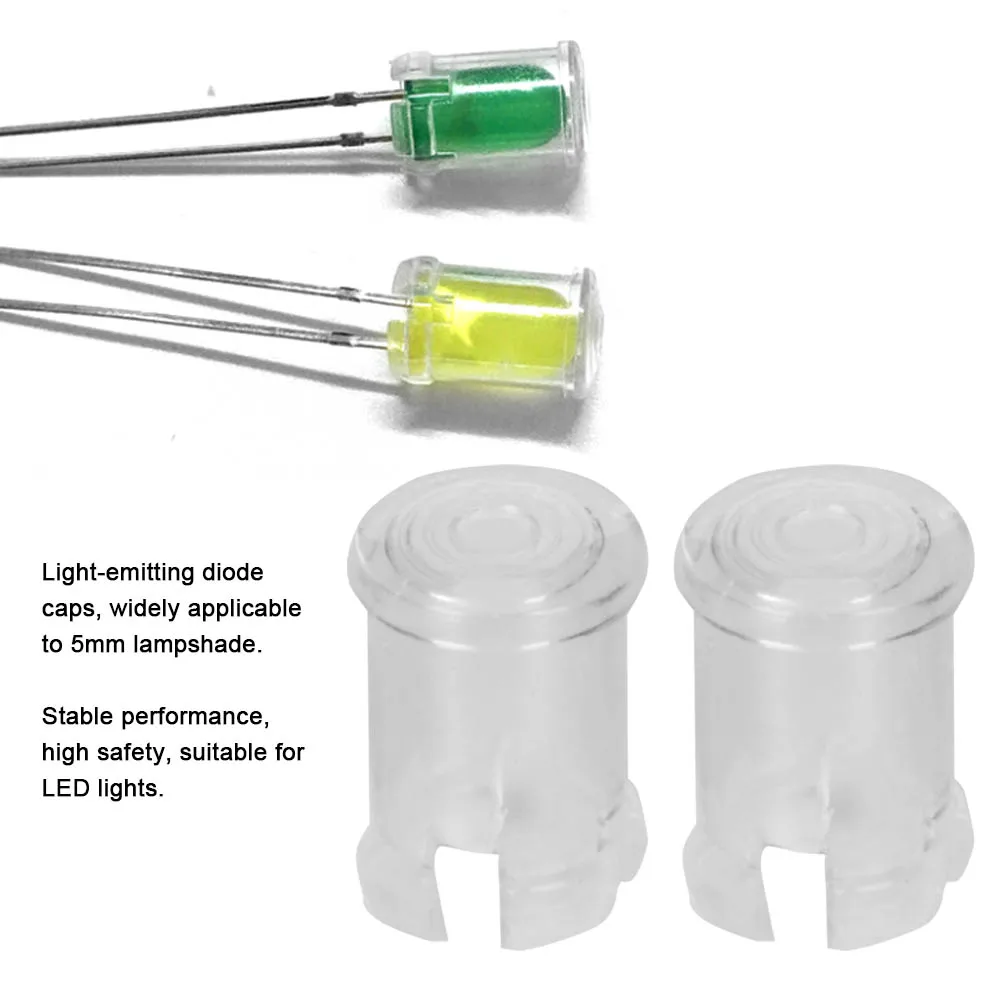 100Pcs Nylon LED Light Emitting Diode Transparent Lamp Light Protective Cover 5mm