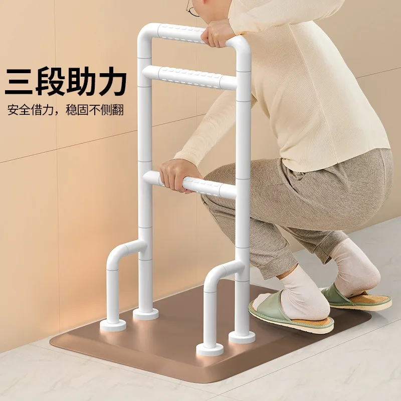 Bedside Assist Handle 5 Level Adjustable Bed Rail Anti Slip Support Bar with Storage Bag for Household
