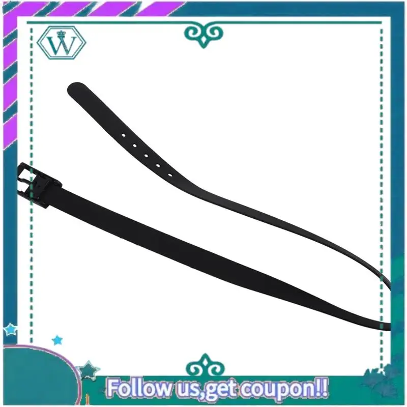 เข็มขัดซิลิโคน A09P 4X สำหรับผู้ชายและผู้หญิง หัวเข็มขัดพลาสติกยาง แบบหนังเรียบ ปรับได้ - สีดำ