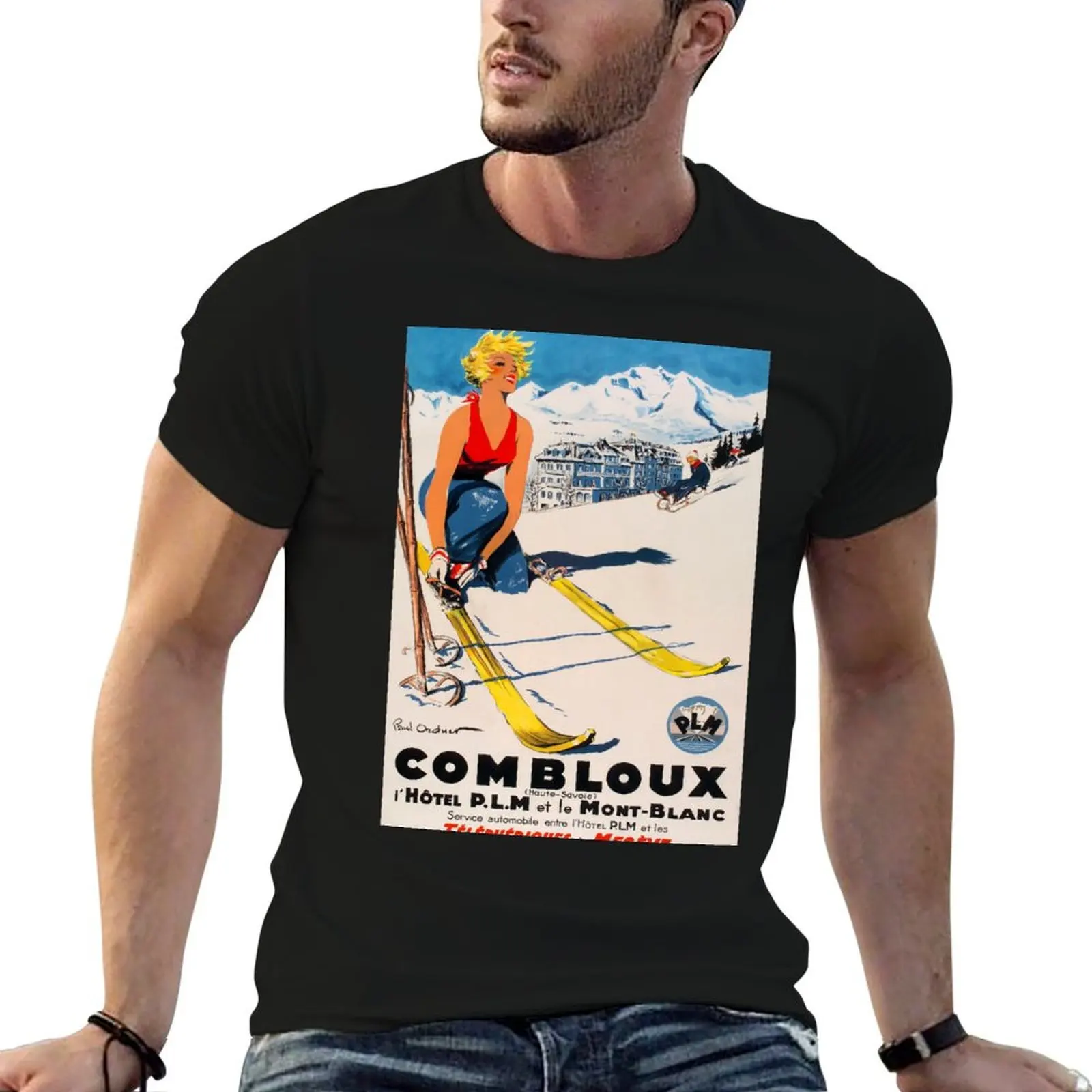 retro combloux teleski lhotel plm et le mont blanc vintage reclame T-Shirt essential t shirt Men's t-shirt