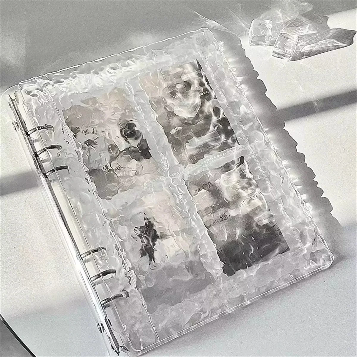 AA98 A5 Acrylic Transparent Shell Loose-Leaf Photo Album, DIY Detachable Binder, 6 Hole Acrylic Album Binder with 20 Pages