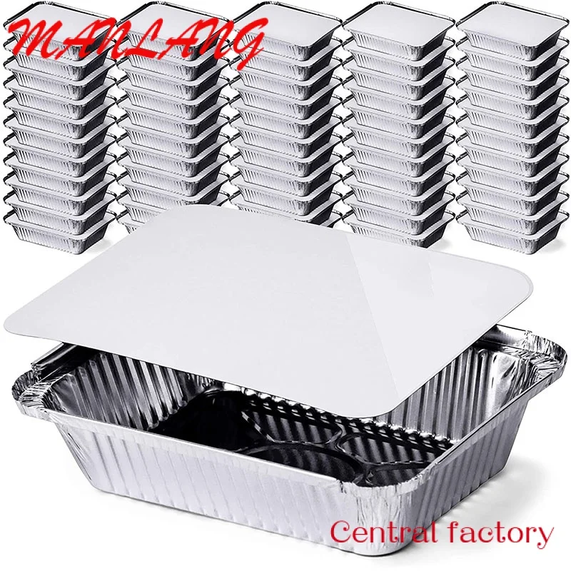 Custom Fast Food Aluminiumfolie Voedselcontainer/Doos Wegwerp Aluminiumfolie Bakpannen/Lade/Schalen/Borden Voor Voedselverpakking