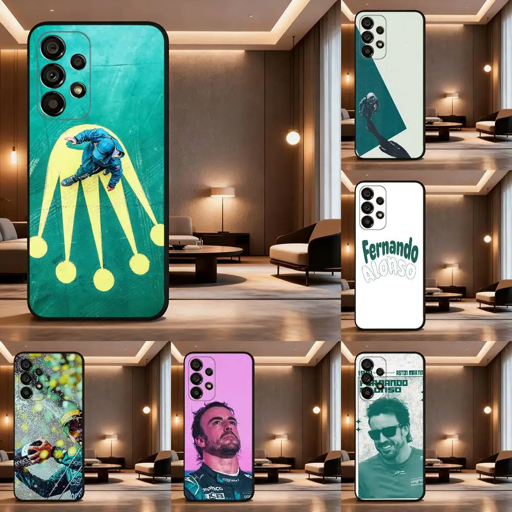 

Racing 14 F-FernandoS A-Alonso Phone Case For Samsung Galaxy A73,31,32,72,41,53,52,71,22,5G,Note,J7,8,9 Soft Black Cover