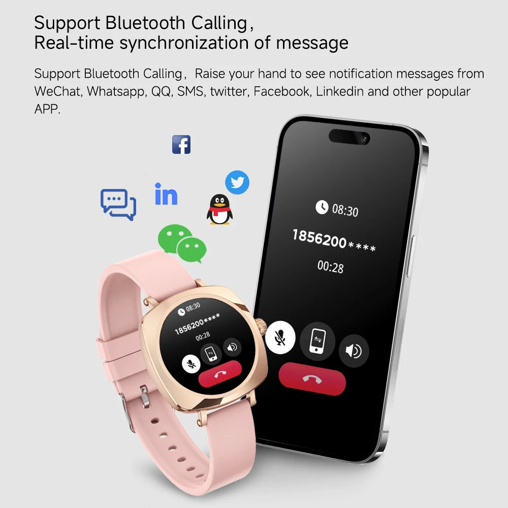 1.19' AMOELED Screen Smartwatch Female Physiological Health Blue Tooth Call Smart Watches Women Weather Game Multi-sports Mode