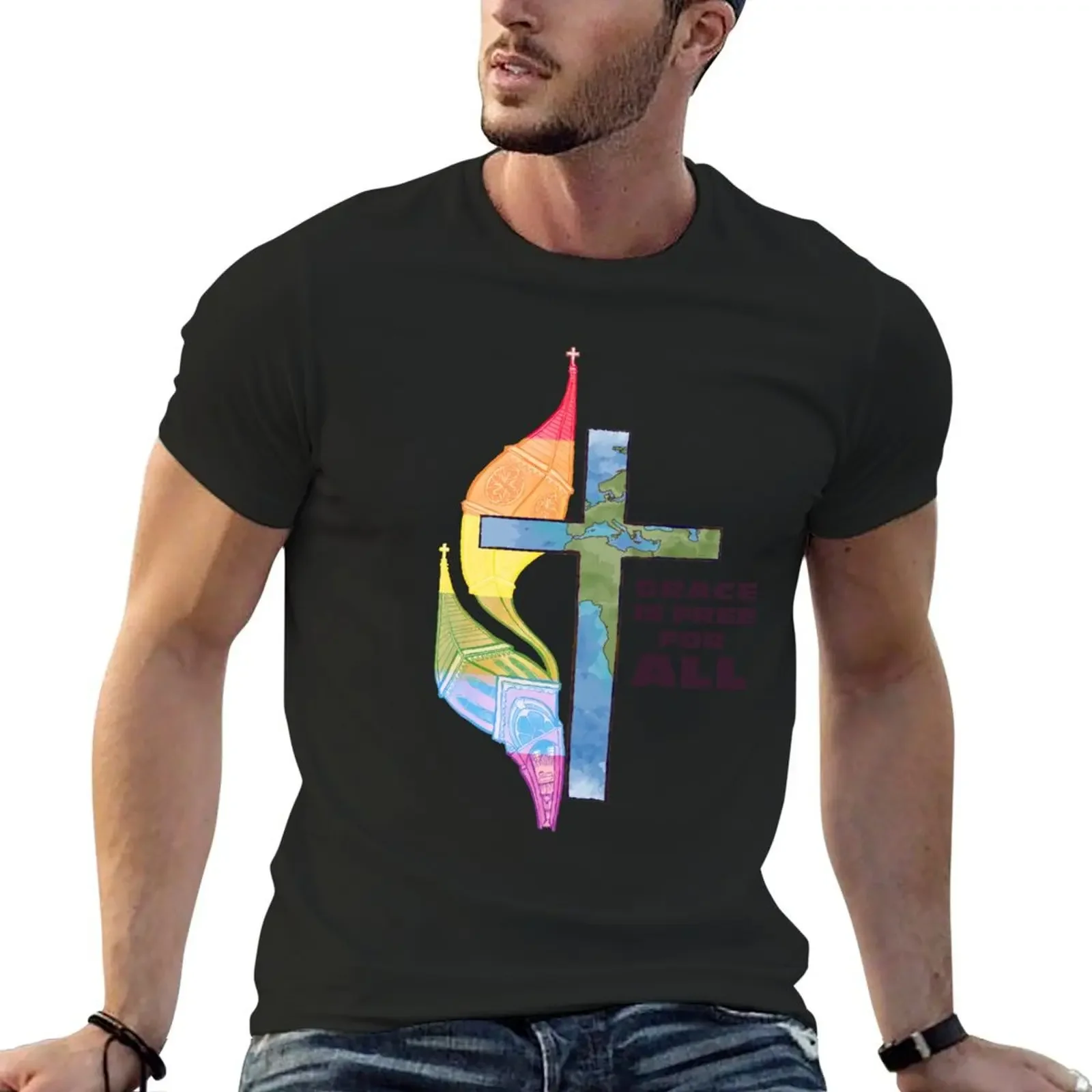 

Church and World For All T-Shirt anime clothes man clothes custom shirt vintage t shirt men