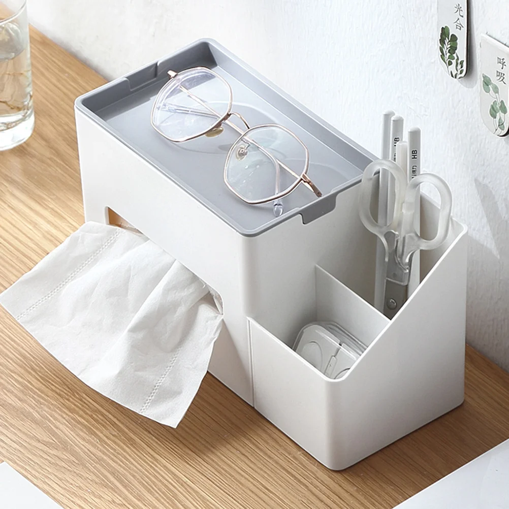 Desk Organizers Storage Plastic Box Stationery Office Tissues Boxes Cover Multifunctional Facial Holder Bin Bins with Lids Cube