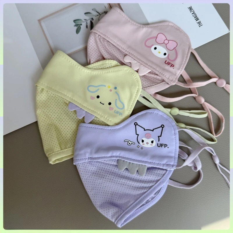 Miniso 어린이용 자외선 차단제 마스크 여름 얼음 실크 얇은 통기성 3 ~ 12 소녀용 귀여운 마스크 자외선 방지 세탁 가능