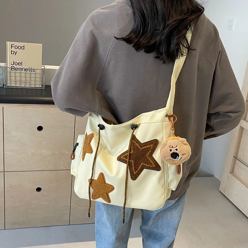 Bolso cruzado de nailon con cordón para mujer, bandolera versátil de gran capacidad, tendencia de moda, 2024