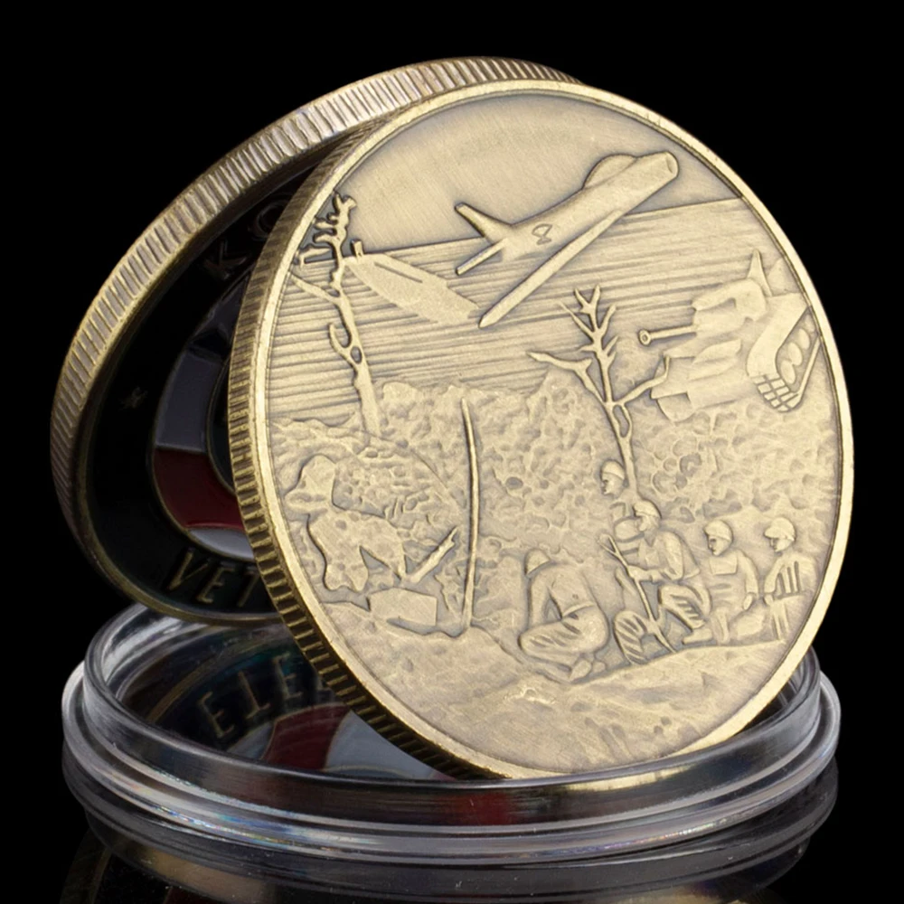 United States Korean War Veteran Commemorative Coin Soliders,Tank and Aircraft Souvenir Coin Copper Plated Challenge Coin