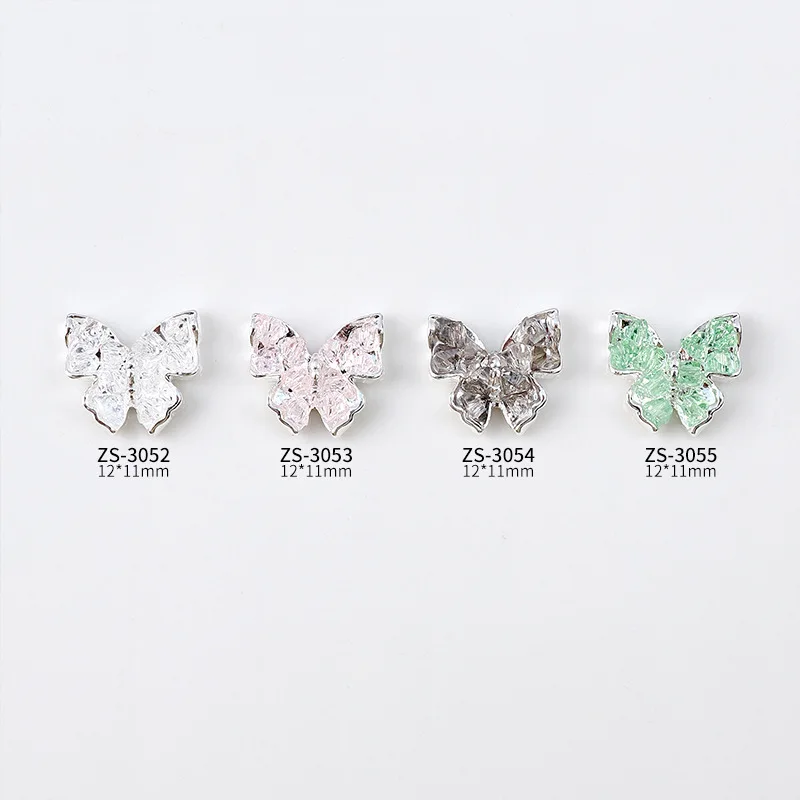 

10pcs/Bag New Luxury Style Fall Pink Alloy Crushed Stone Butterfly Nail Art Charms Decorations Crystal Crushed Stone Bulk Supply