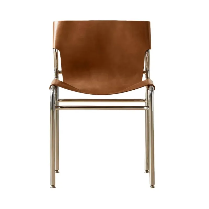 Modern luxury genuine saddle tan velvet interior decoration suspender dining chair,