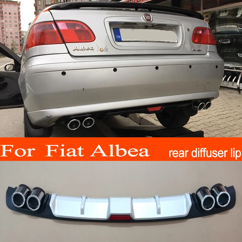 Albea ABS Plastic Silver / Black Car Rear Bumper Rear Diffuser Spoiler Lip for Fiat Albea