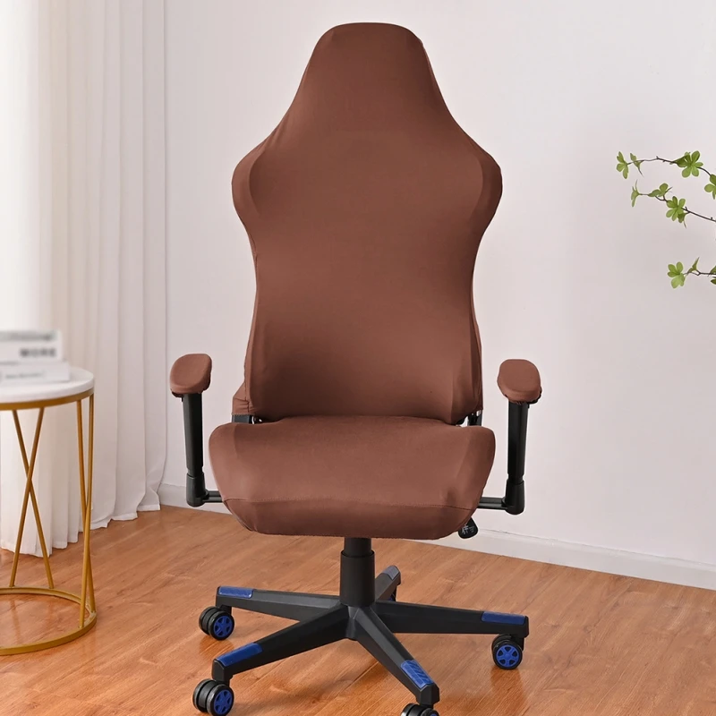 Milk Silk Chair Cover Elastic Home Office Gaming Chair Covers Washable Soft Stretch Computer Gaming Chair Covers With 2 Armrest image 3