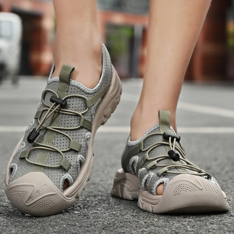 

Летние сандалии, дышащая повседневная обувь, уличные противоскользящие носимые мужские сандалии из спилка, удобные мужские пляжные сандалии