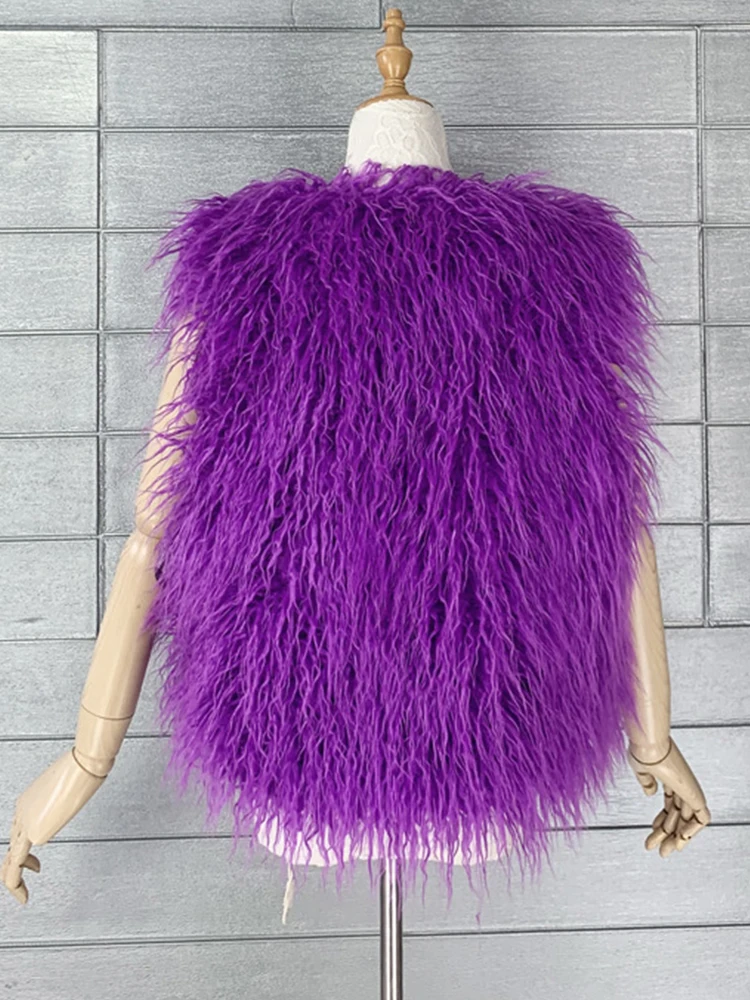 2023 Fashion Colorful Sheep Fur Vest Women Spring Autumn Faux Fur Vests Female Sleeveless Fluffy Furry Coat