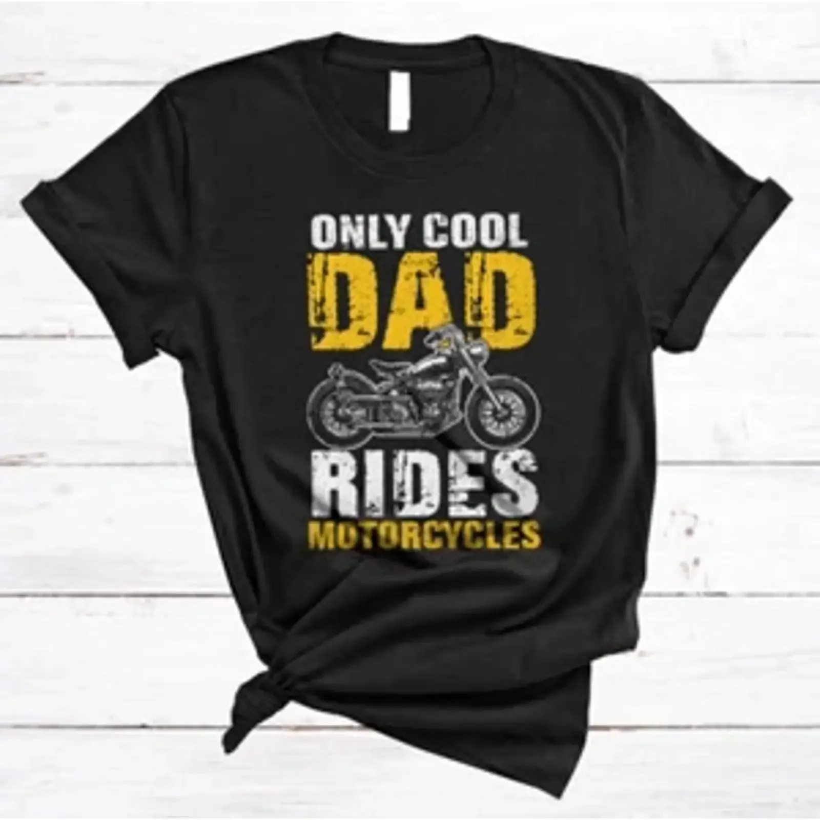 Vintage Only Cool Dad Rides Motorcycles Proud Father's Day Family T-Shirt T-Shirt mit Vintage-Waschung, stilvolle, atmungsaktive Streetwear