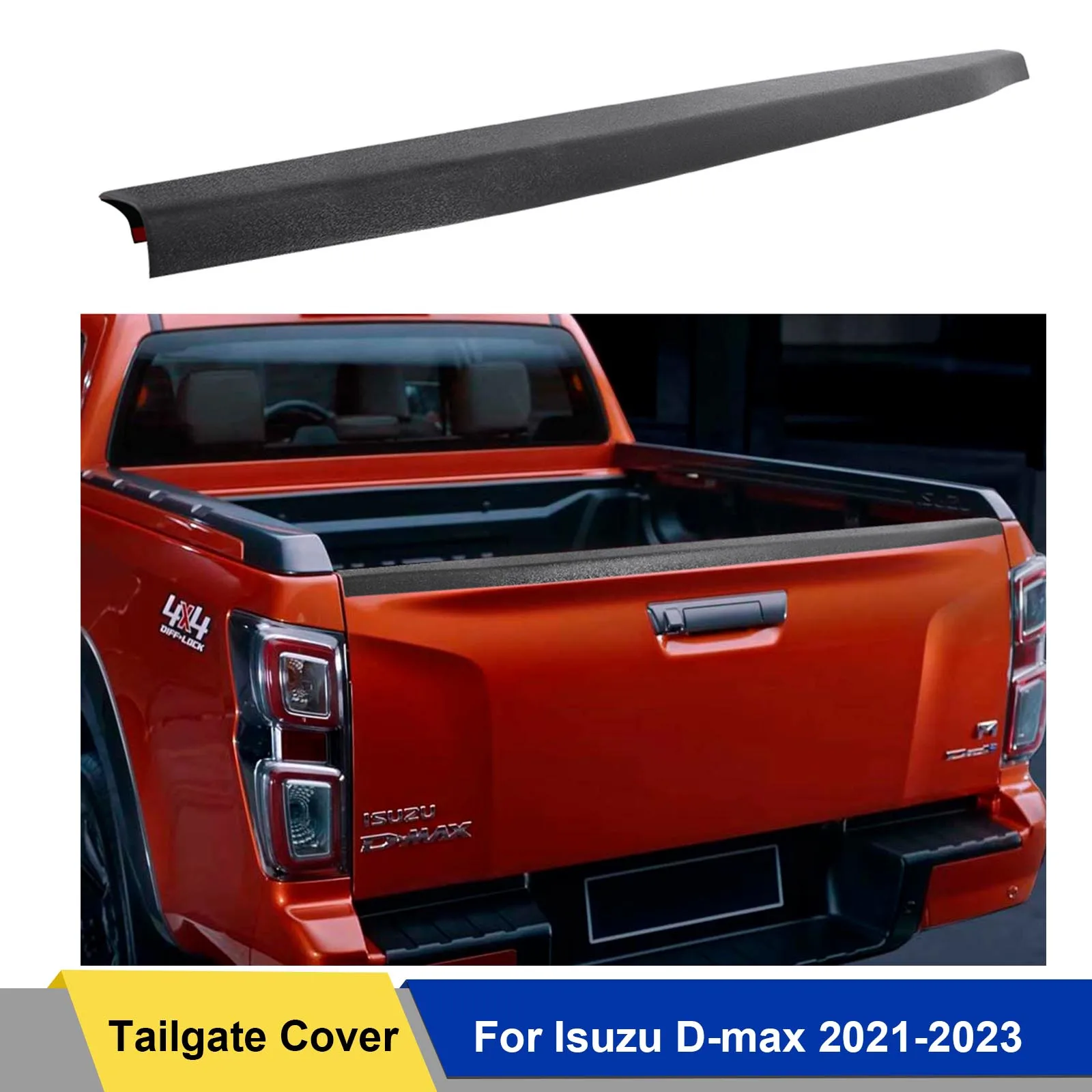 

Matte Black Tail Gate Cover Rear Tailgate Guard Cover For Isuzu D-max 2021 2022 2023 Styling Mouldings 4X4 Car Accessories